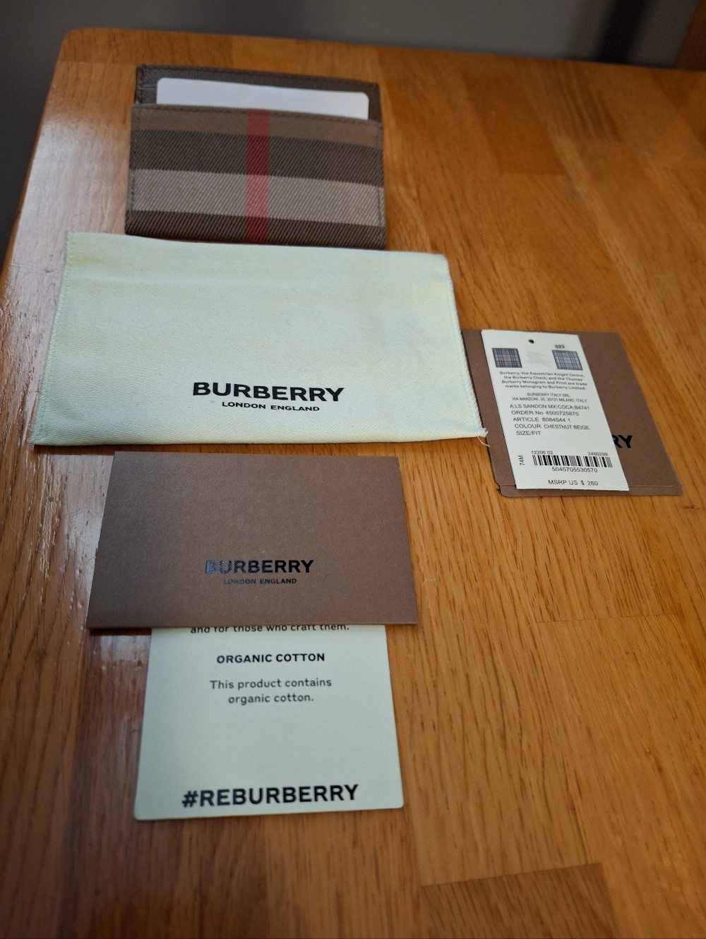 Burberry Check-E Canvas & Leather Card Case